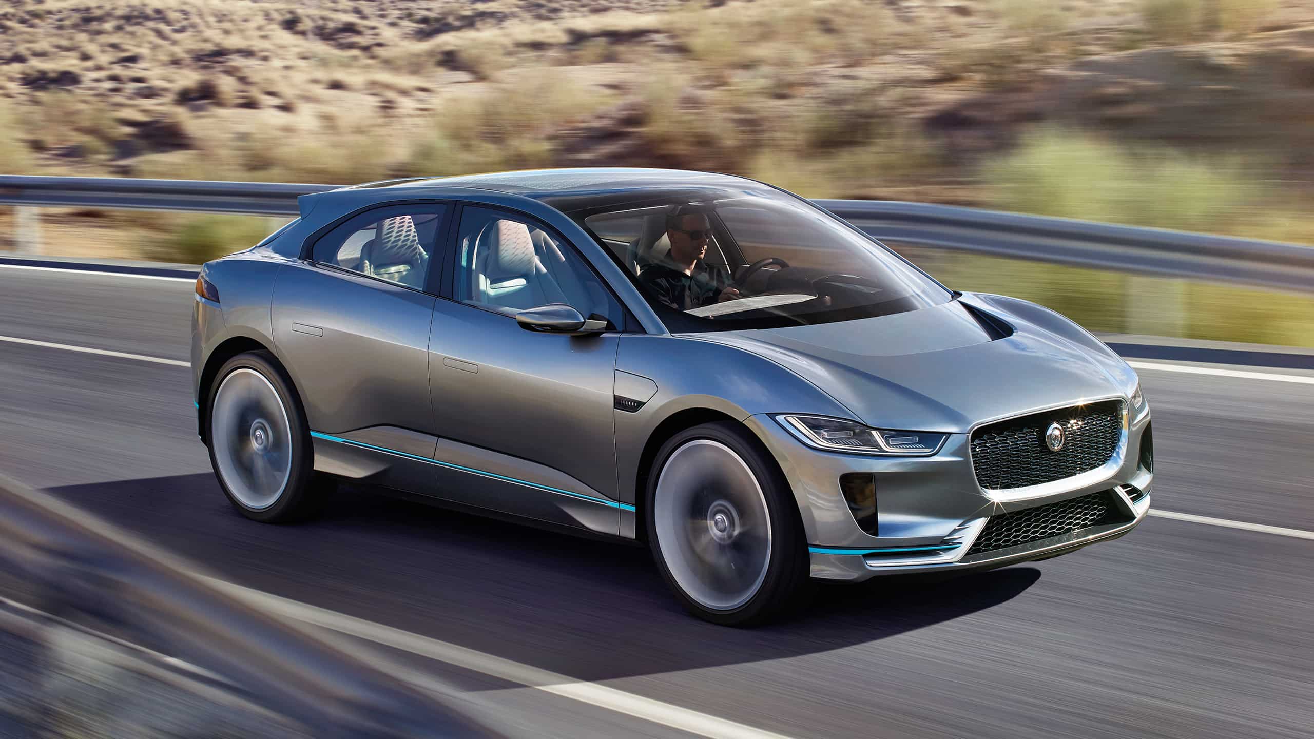 Jaguar I-Pace  running on the road