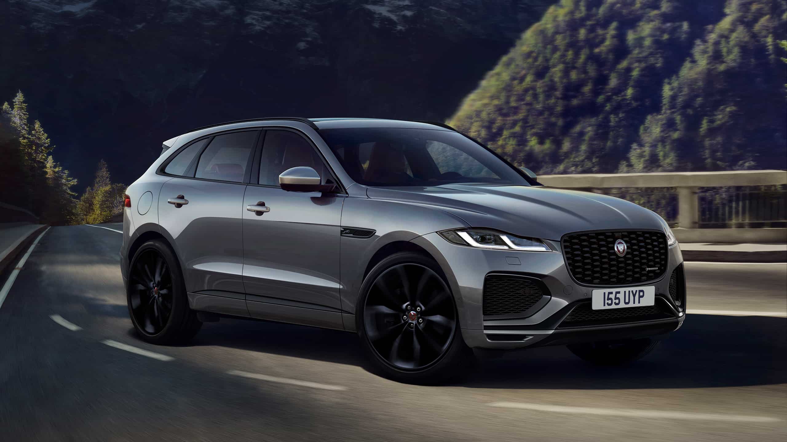 Jaguar F-Pace Running on a Hilly Road